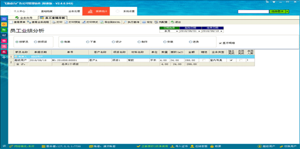 廣告公司管理軟件-員工業績分析